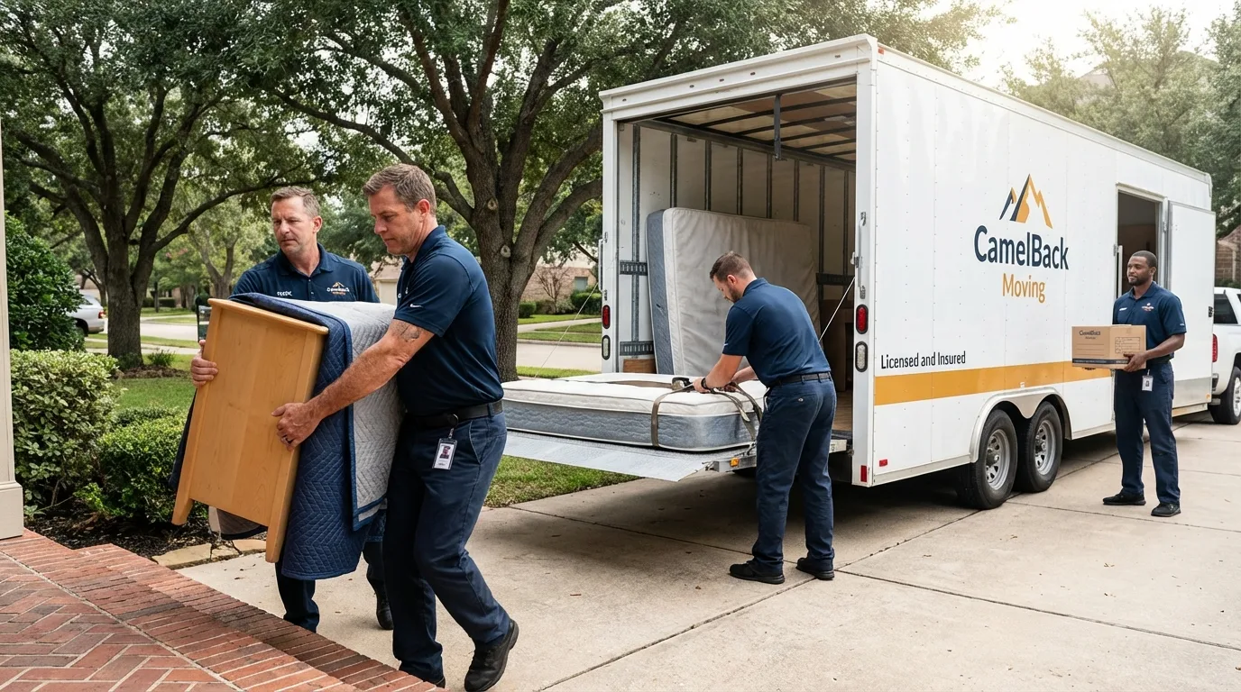 Crew loading residential truck for cross-state move from Park Ridge, IL