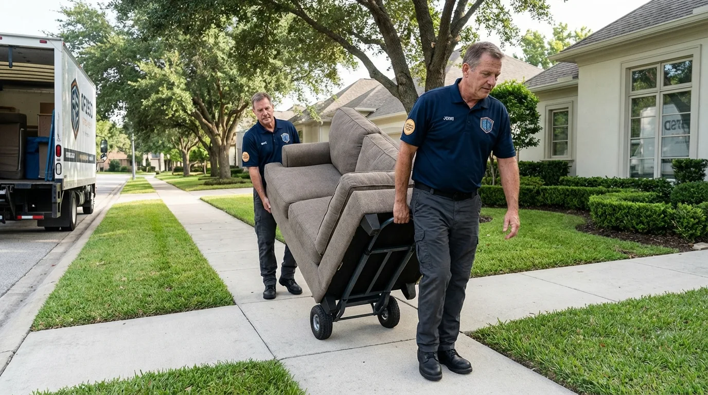 Local residential moving crew loading furniture in Park Ridge, IL